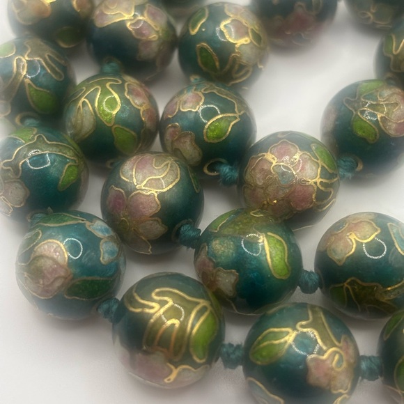 Vintage Cloisonné Enamel Necklace 30 inch - Picture 5 of 7